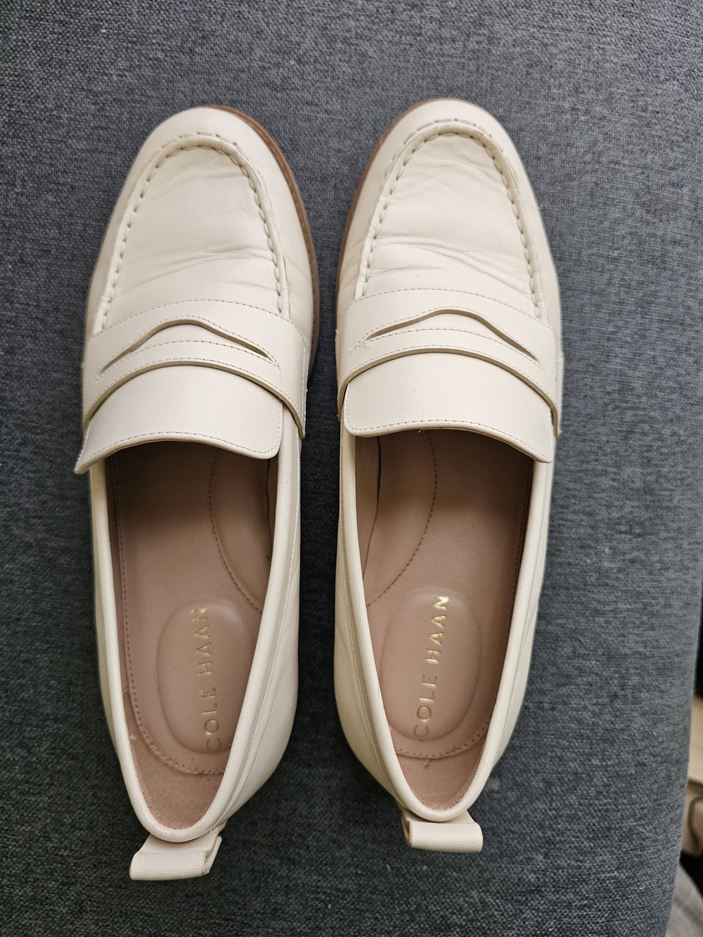 Cole Haan Cream Leather Penny Loafers - Picture 7 of 7